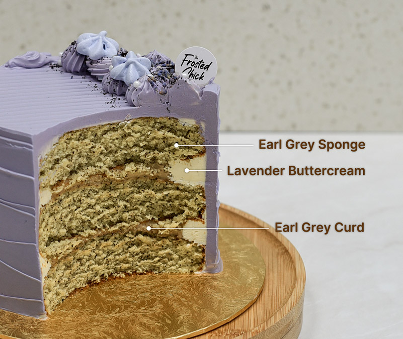 Lavender earl grey buttercream cake slice