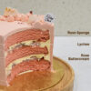 Lychee rose buttercream cake slice