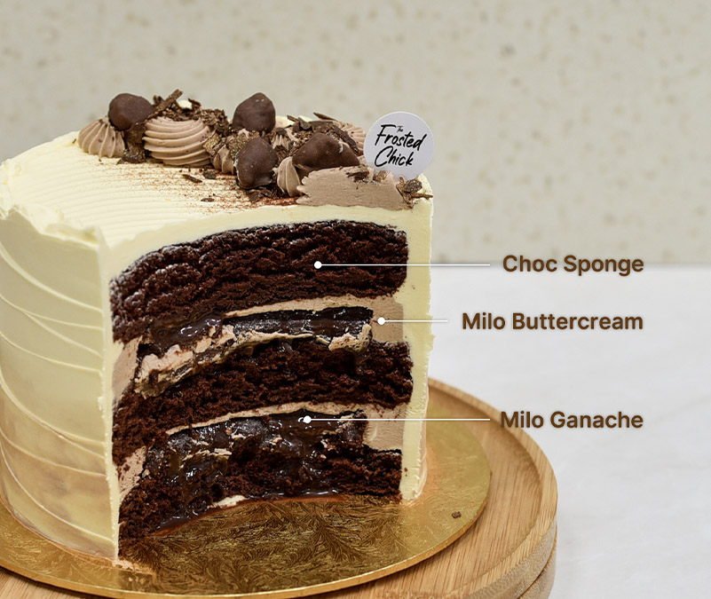 Milo buttercream cake slice