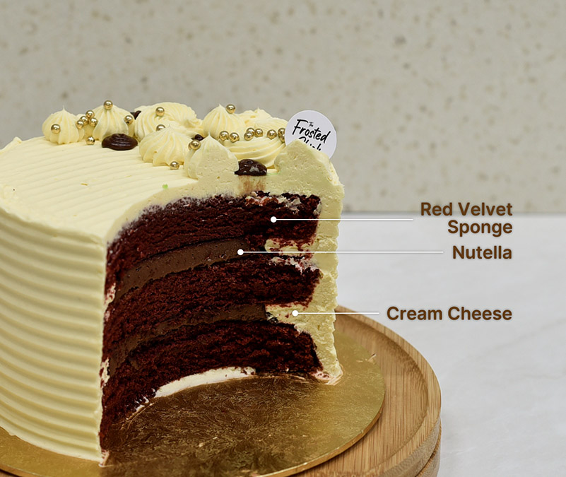 Nutella velvet buttercream cake slice
