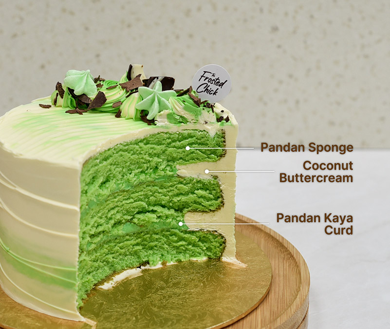 Pandan kaya buttercream cake slice
