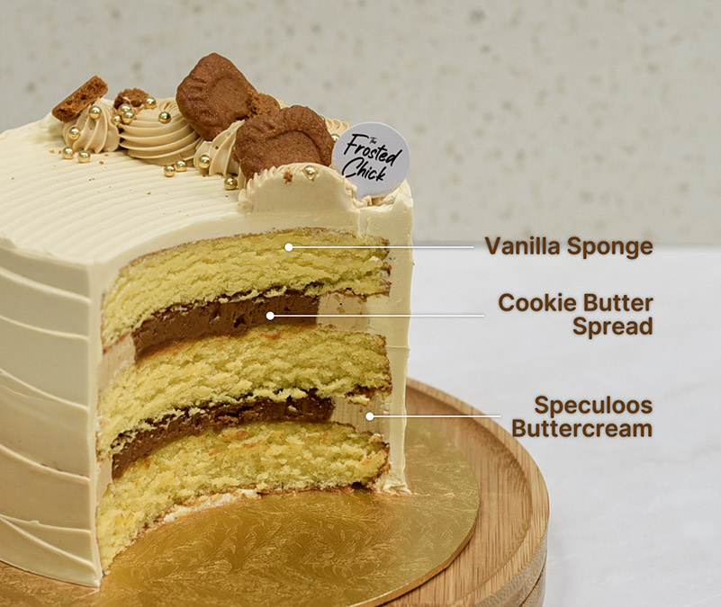 Speculoos cookie butter buttercream cake slice