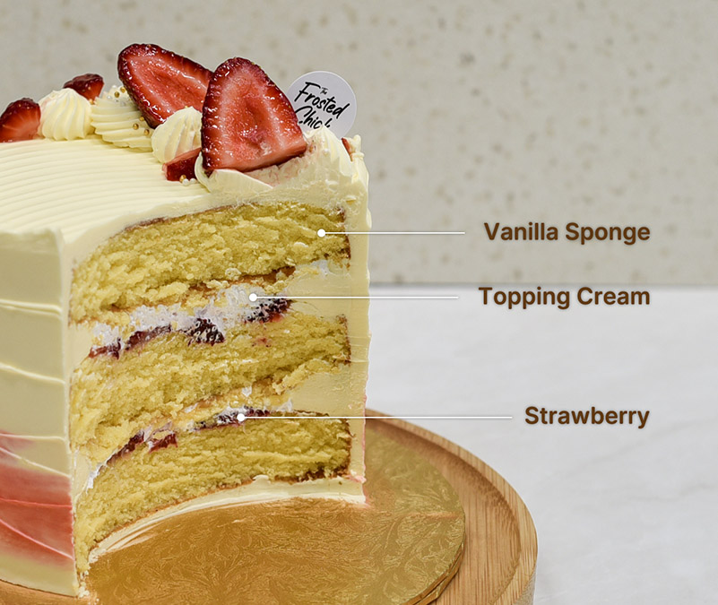 Strawberry supreme buttercream cake slice