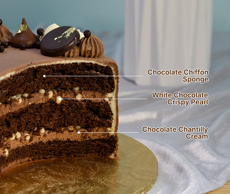 Chocolate chip fresh cream cake slice