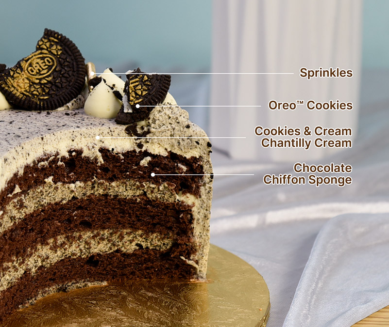 Cookies and cream fresh cream cake slice