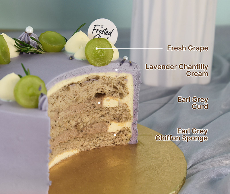 Lavender earl grey fresh cream cake slice