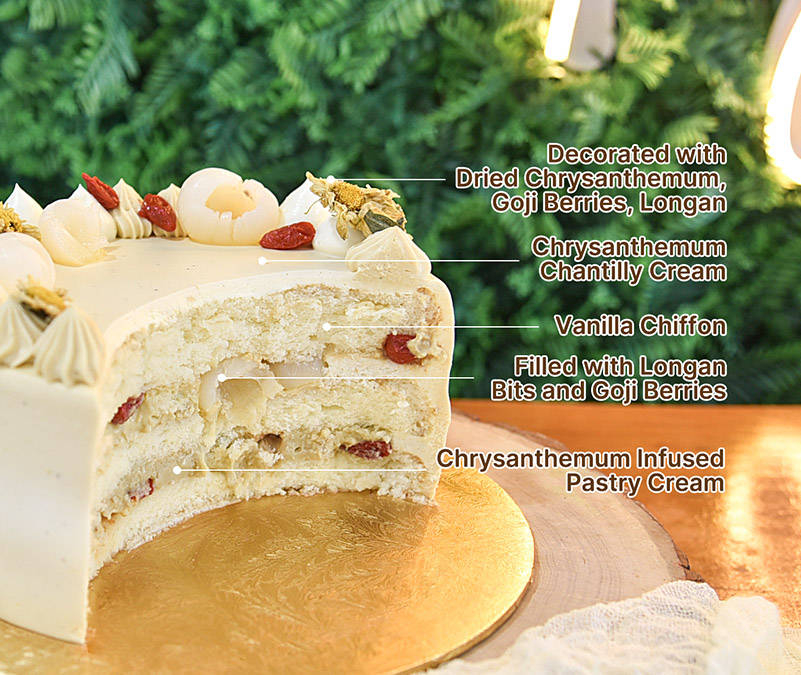 Longan chrysanthemum fresh cream cake