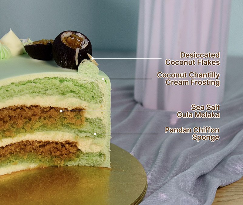 Ondeh ondeh fresh cream cake slice
