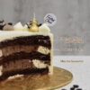 Mocha fresh cream cake sliced