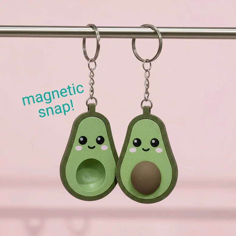 Cute Avocado Magnetic Keychain Set