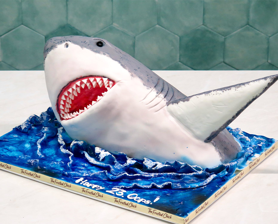 3d fondant shark cake custom