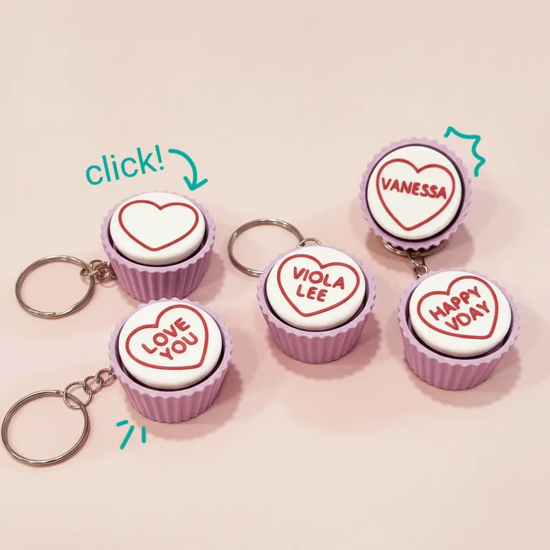 3D printed clicker keychain mini cupcakes