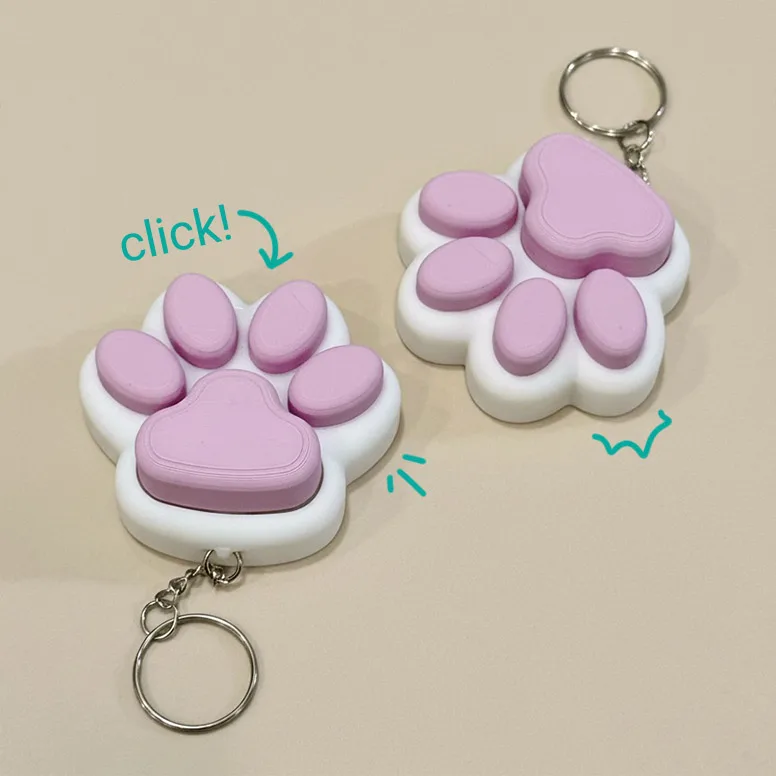 Paw Print Fidget Clicker Keychain