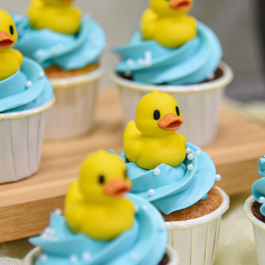 3d printed yellow duck mini cupcakes