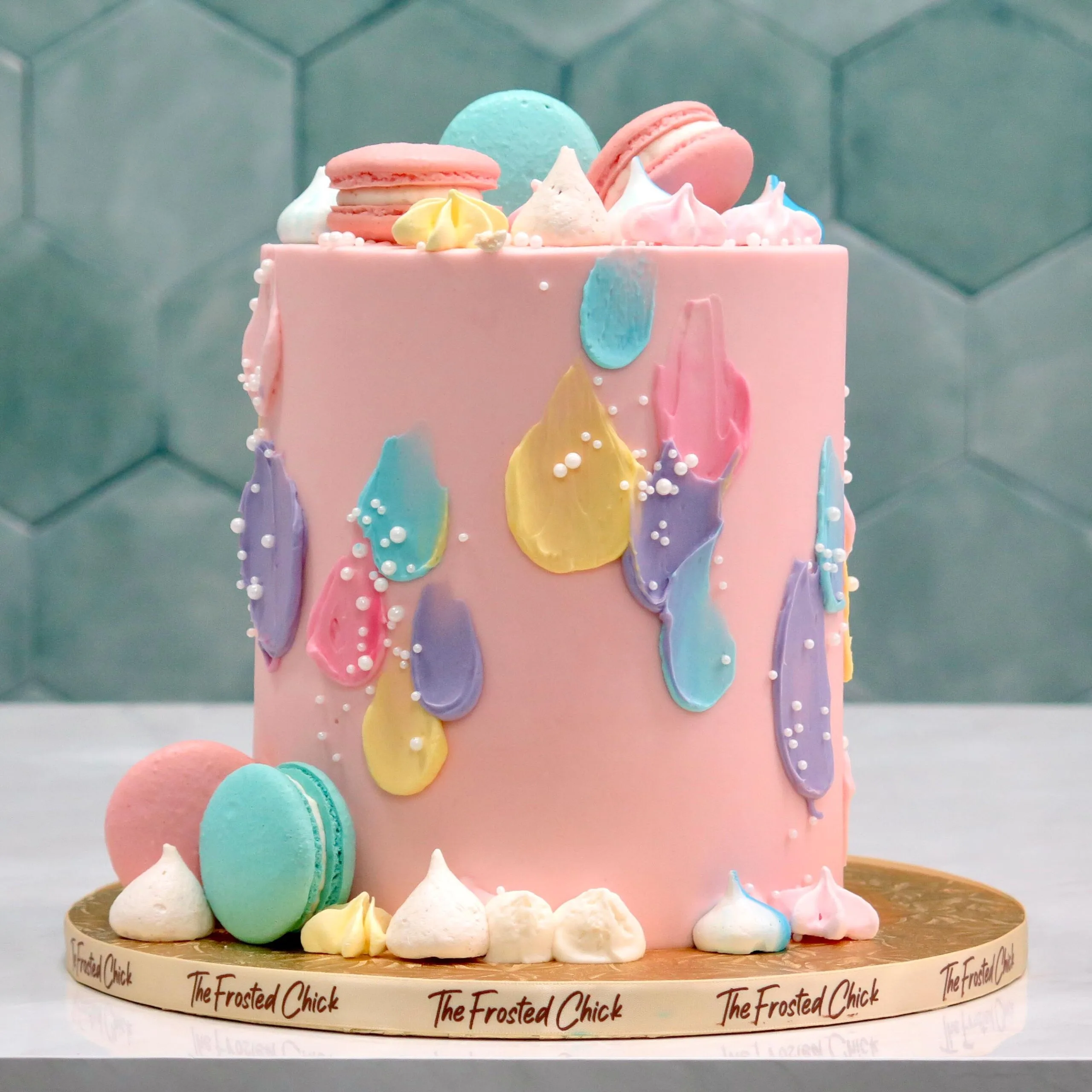 Pastel Rainbow Smears x Macaron Cake