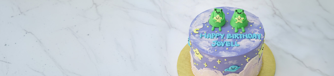 frogs in space korean style buttercream cake