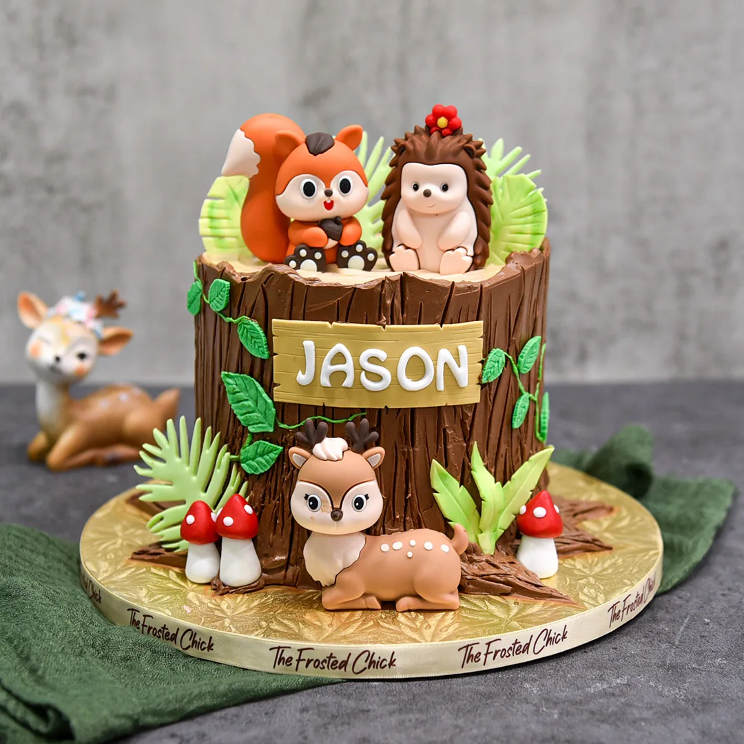 Woodland Animal Tree Stump Cake