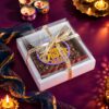 Happy Diwali brownie in a gift box with The Frosted Chick ribbon