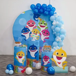 Dessert table add-on – half balloon arch for round backdrop